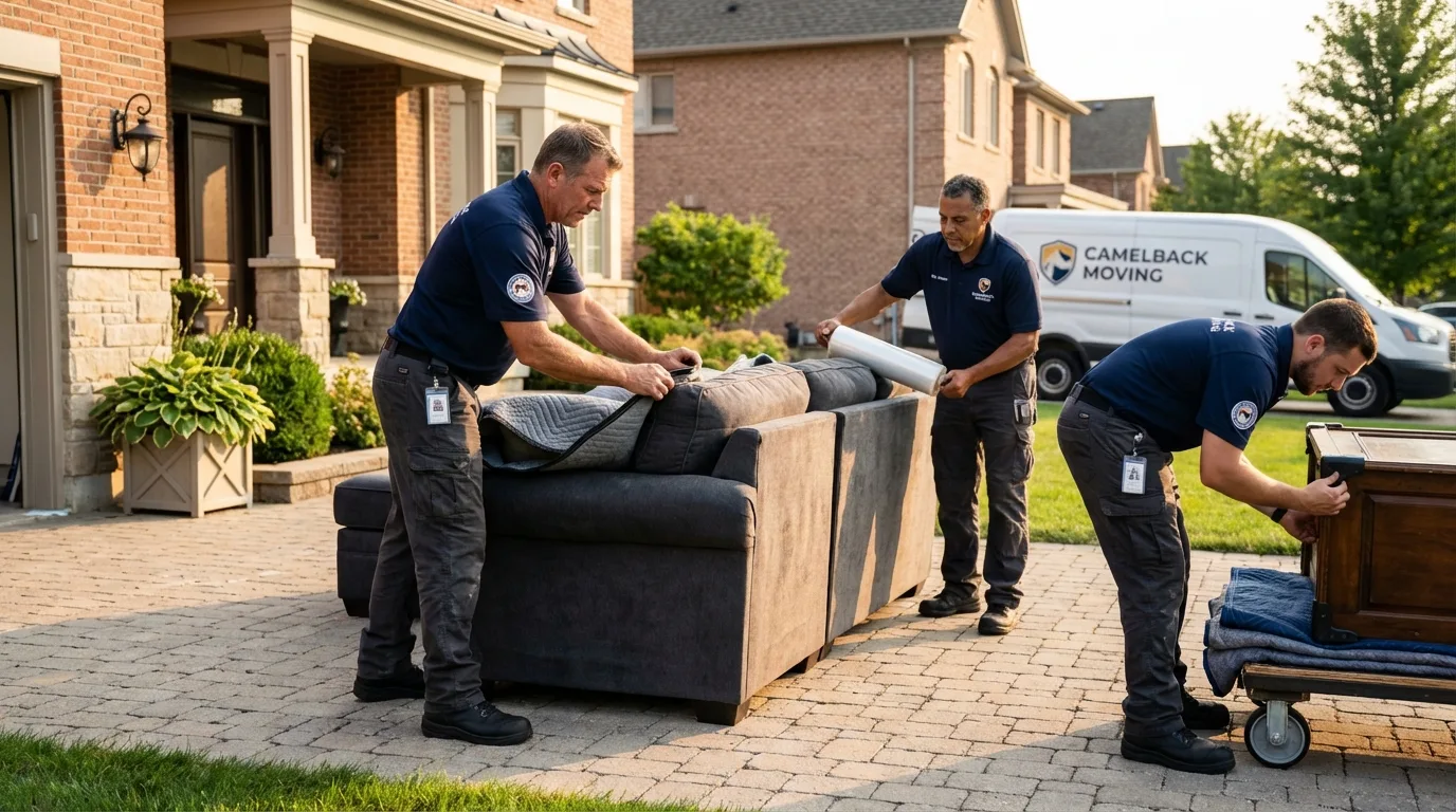 Large estate moving crew wrapping furniture in Progreso, TX